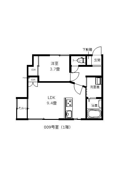 神宮寺尾(1LDK/1階)の間取り写真