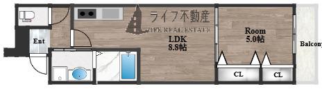 フジパレス中野公園北(1LDK/1階)の間取り写真