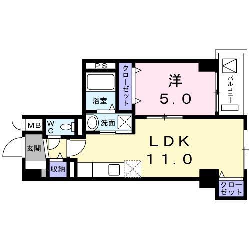 シーザスパレス錦糸町(1LDK/6階)の間取り写真