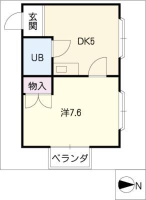 ハイム向が丘(1DK/3階)の間取り写真