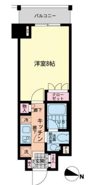 エスティメゾン赤羽(1K/8階)の間取り写真