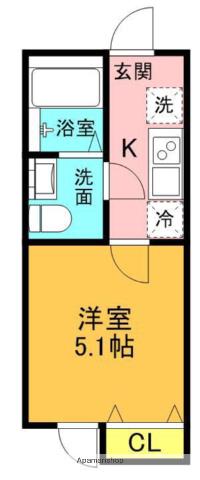 クレフラスト北久里浜(1K/2階)の間取り写真