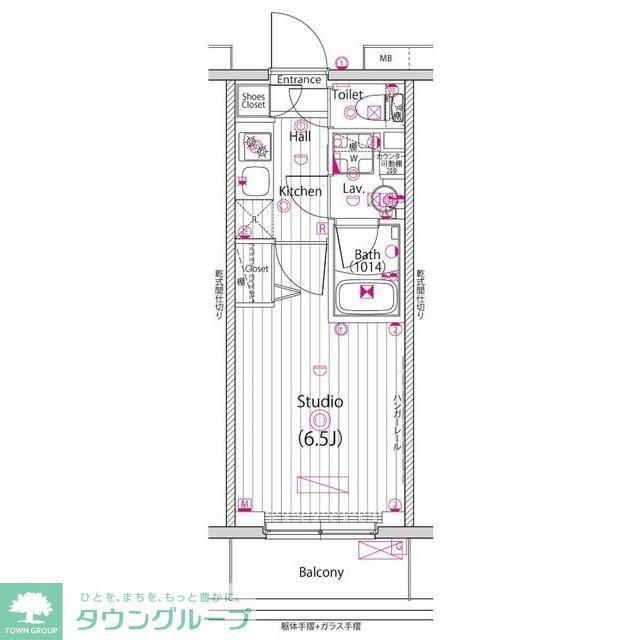 グランドガーラ横浜(1K/2階)の間取り写真
