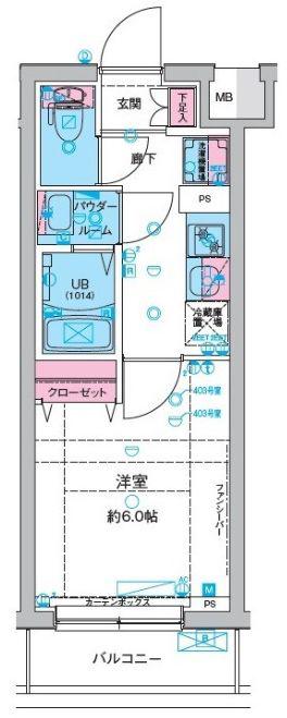 GENOVIA妙典(1K/1階)の間取り写真