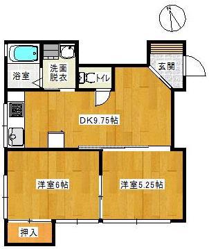 アーバンハイツ(2DK/1階)の間取り写真