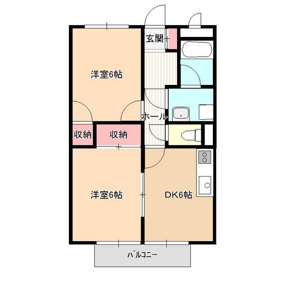 SURPLUS TWOハイマート明金C(2DK/2階)の間取り写真