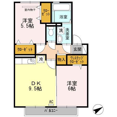 スターパレス下松 ヘラクレス館(2DK/2階)の間取り写真
