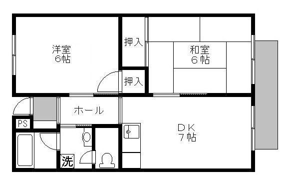 ソレイユ森野(2DK/1階)の間取り写真