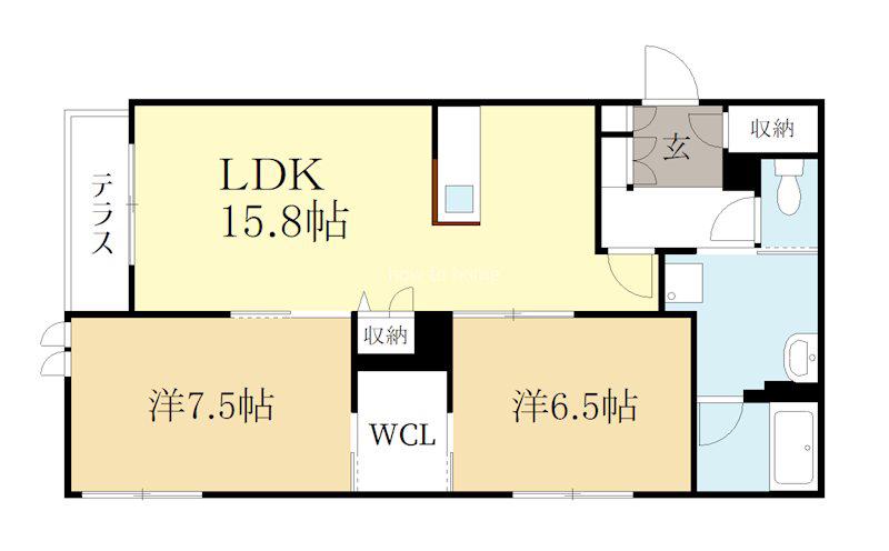 ラフィーネ松ヶ崎(2LDK/2階)の間取り写真
