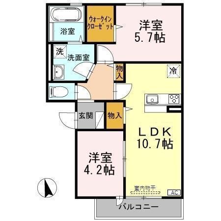 PICCOLO PINO島町 A棟(2LDK/3階)の間取り写真