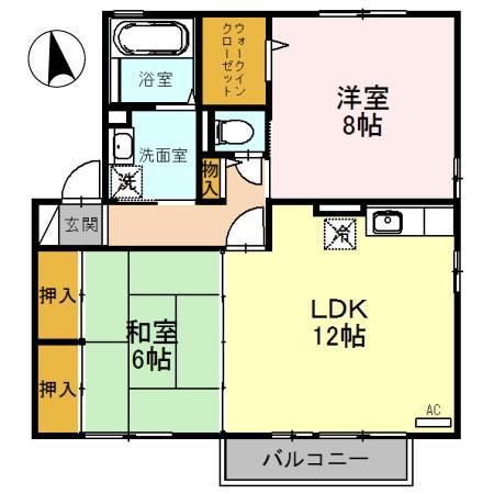 サンクレスト陽明 B(2LDK/2階)の間取り写真