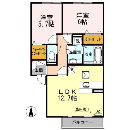 グランセ(2LDK/1階)の間取り写真