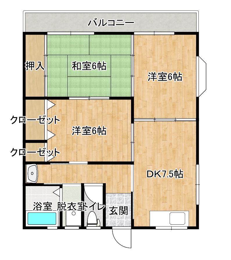 ファーストハイツA棟(3DK/1階)の間取り写真