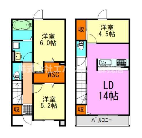 フルール(3LDK/1階)の間取り写真