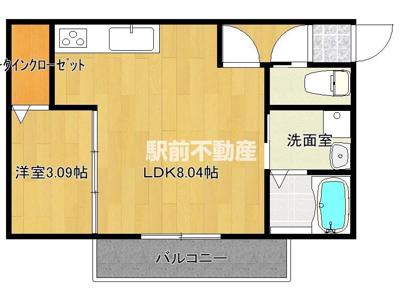 MH津福本町(1LDK/2階)の間取り写真
