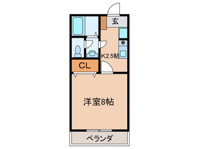 ソレイユ春日井(1K/1階)の間取り写真