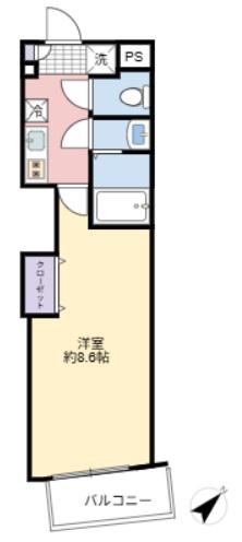リトルズ市川(1K/4階)の間取り写真