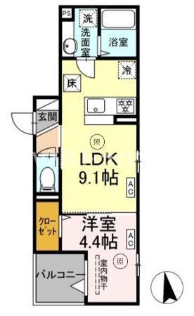 グラナーデ南千住(1LDK/1階)の間取り写真