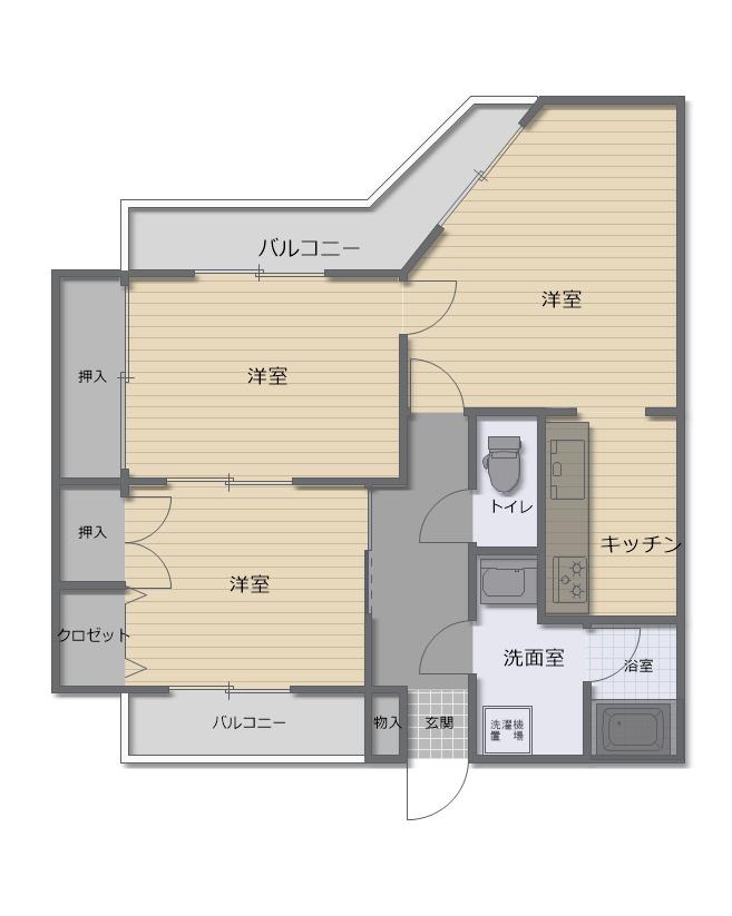 シティ青山(2DK/4階)の間取り写真