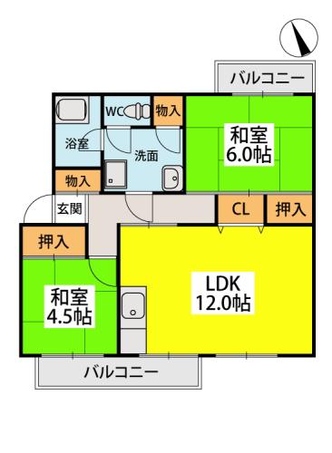 権藤ビル(2LDK/5階)の間取り写真