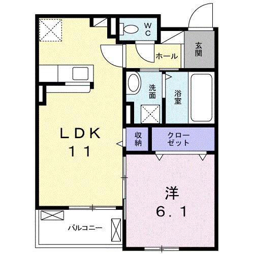 プルミエ(1LDK/1階)の間取り写真