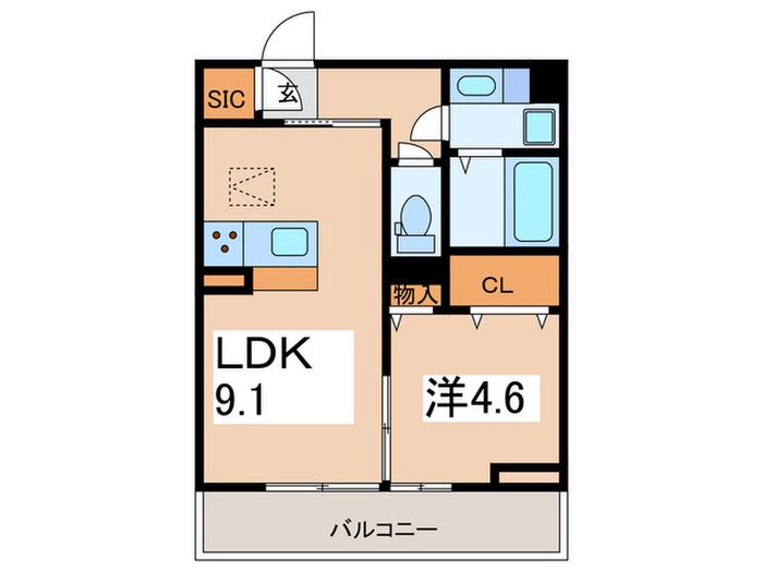 ゼラニウム湘南台(1LDK/1階)の間取り写真