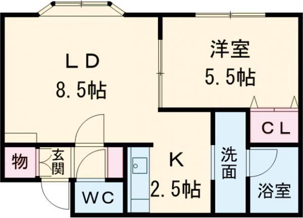 ノースアコード(1LDK/2階)の間取り写真