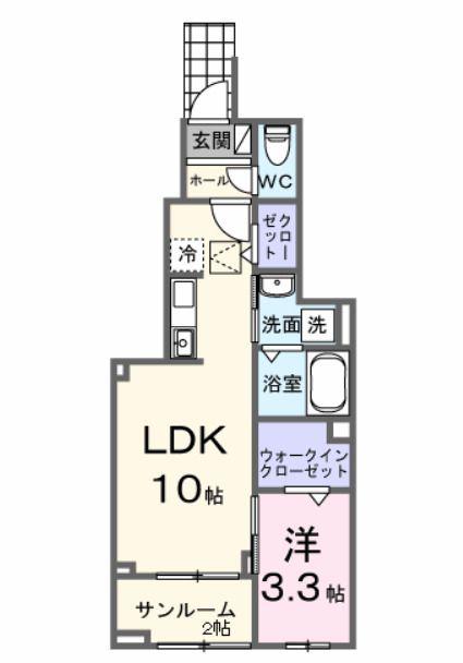 フォーロ・デル・コート辻(1LDK/1階)の間取り写真