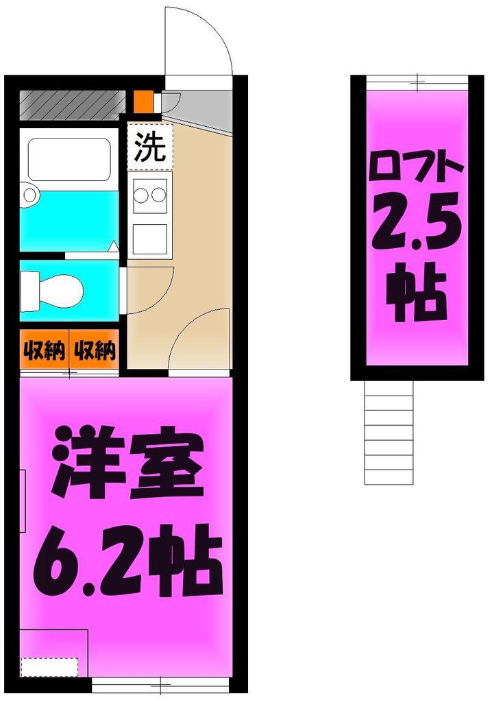 コンフォートウッズ3(1K/2階)の間取り写真