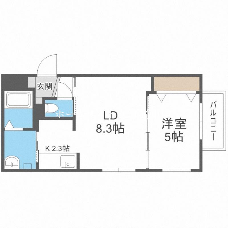KULTA北13条東II(1LDK/3階)の間取り写真