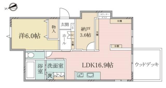 ヘーベルヴィレッジ府中本の杜(1SLDK/1階)の間取り写真