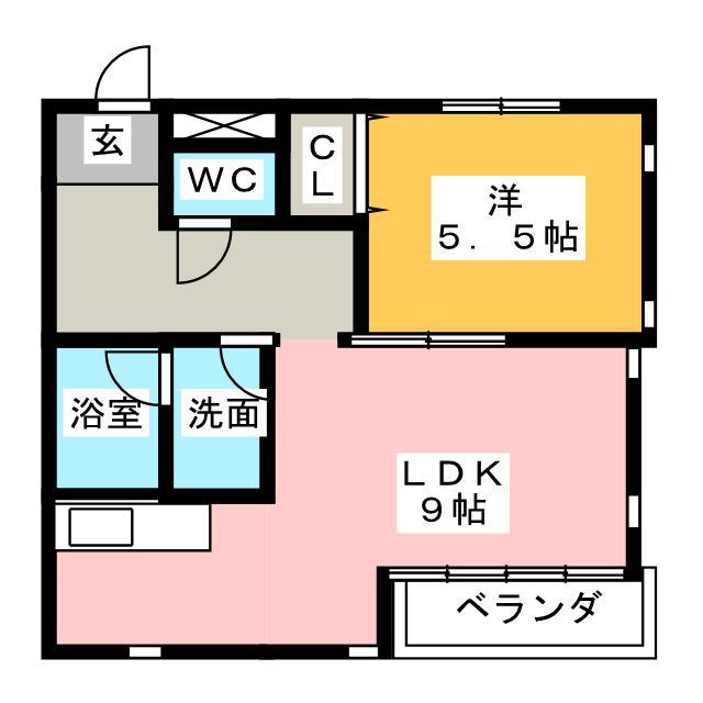シェルブール元魚(1LDK/2階)の間取り写真