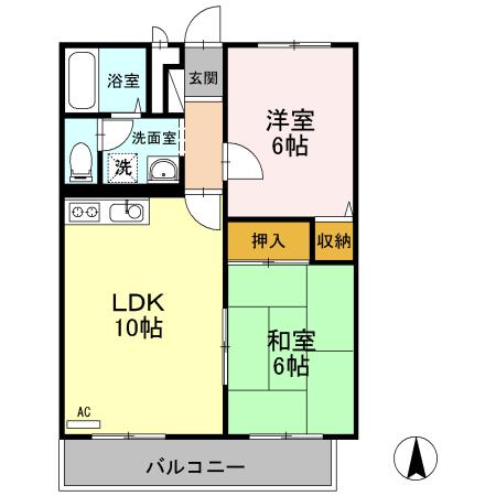ジョリープレイス(2LDK/1階)の間取り写真