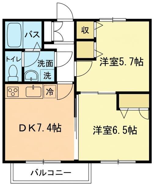 フレイア(2DK/2階)の間取り写真