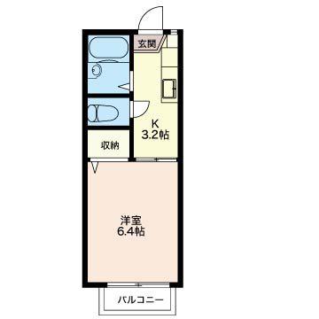 エステートワン(1K/2階)の間取り写真