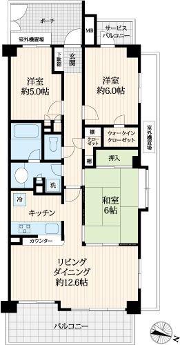 サンヴェール南馬込(3LDK/2階)の間取り写真