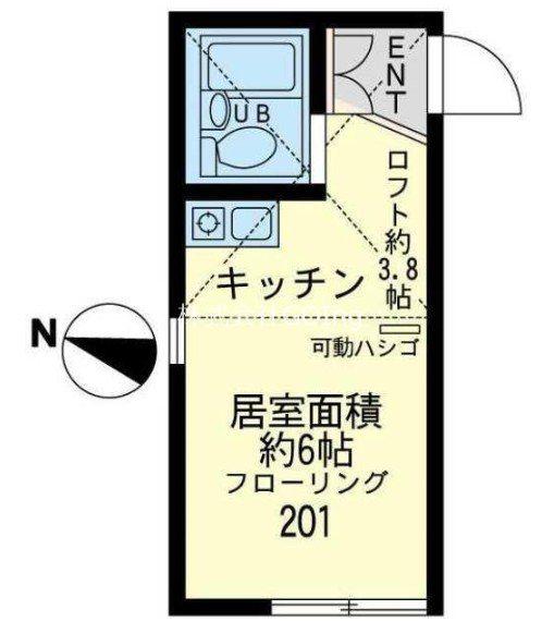 ユナイト黄金町エレーヌの社(ワンルーム/2階)の間取り写真
