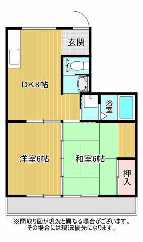 ハイツJUN B棟(2DK/1階)の間取り写真