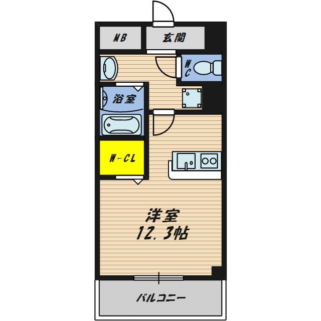 グリーンハウスウエコー(ワンルーム/8階)の間取り写真
