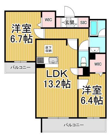ハワード コート(2LDK/2階)の間取り写真