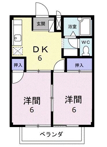 メゾンアサバ(2DK/2階)の間取り写真