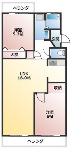 エトワールK(2LDK/3階)の間取り写真