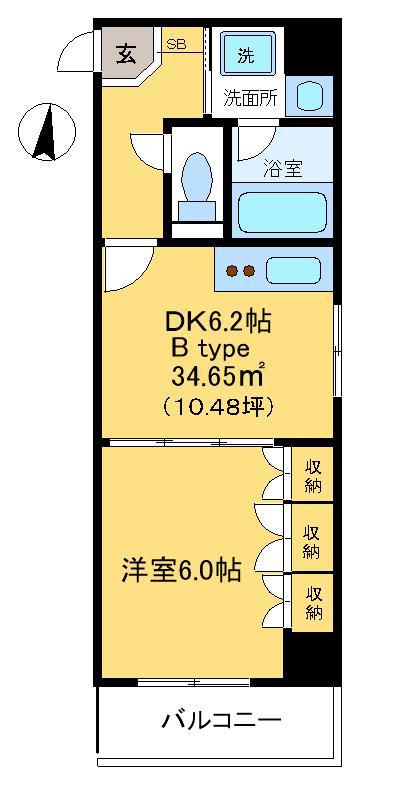 アミーフラン(1DK/4階)の間取り写真