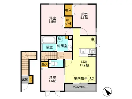 リッチ フェルト B(3LDK/2階)の間取り写真