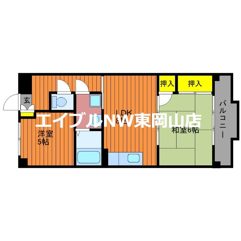 赤田ハイツ(2LDK/3階)の間取り写真