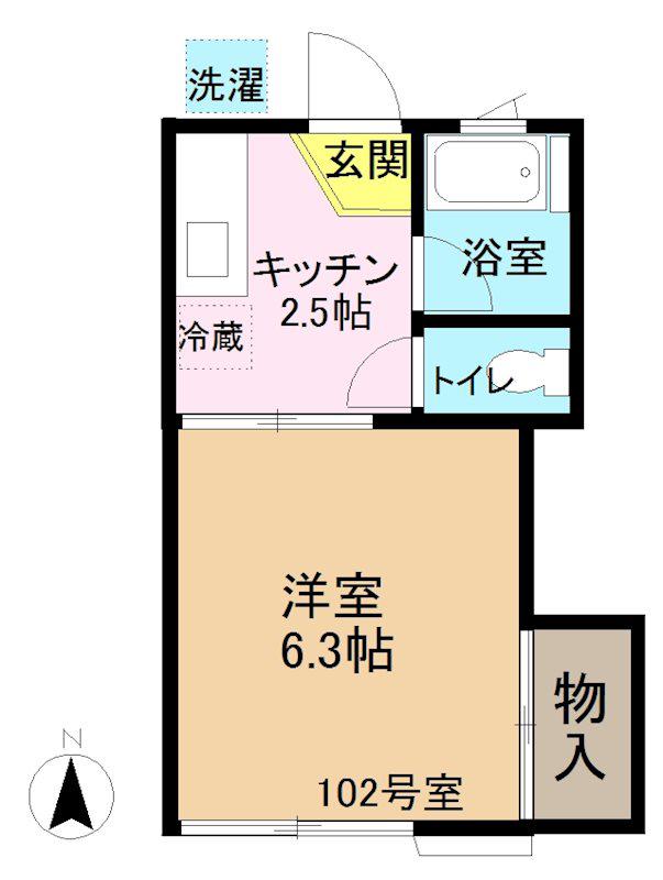 園山ハイツ(1K/1階)の間取り写真