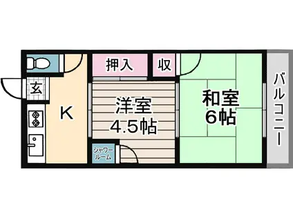 スピリッツハイム大桐(2K/2階)の間取り写真