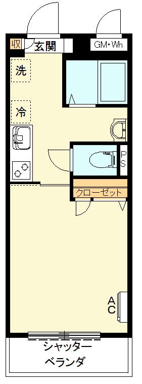 ジョワパレス(1K/2階)の間取り写真