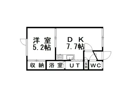 グリーンハウス(1DK/1階)の間取り写真