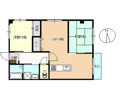 メゾン関(2LDK/1階)の間取り写真